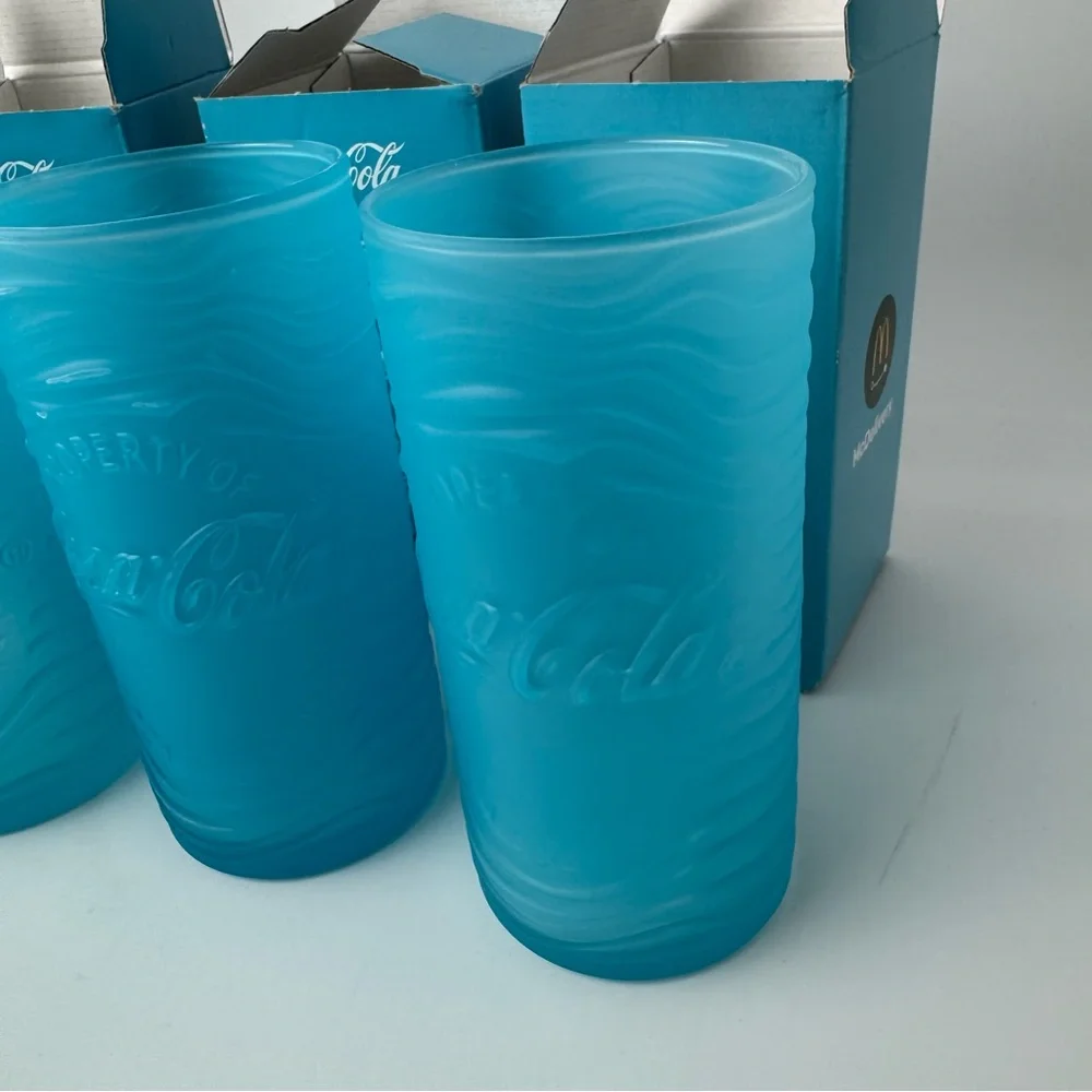 Lot of 3 Coca-Cola Glasses Blue Limited Edition 2025